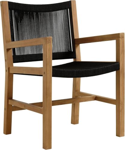 Outdoor Patio Teak Wood 3-Piece Dining Set in Natural Black