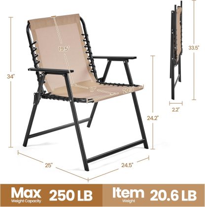 Patio Dining Chairs Set of 2 with Armrests and Backrests Beige