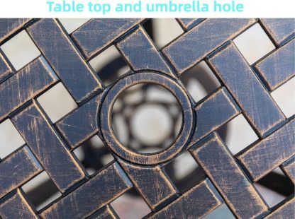 Bistro Set 3 Piece Rustproof Cast Aluminum Patio Furniture Sets Round Table Bronze