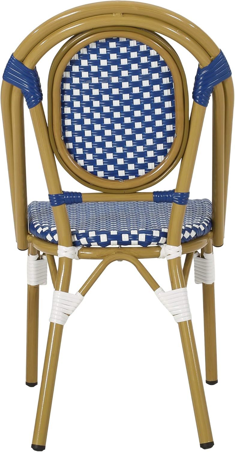 Outdoor French Bistro Chairs (Set of 4), Blue + White