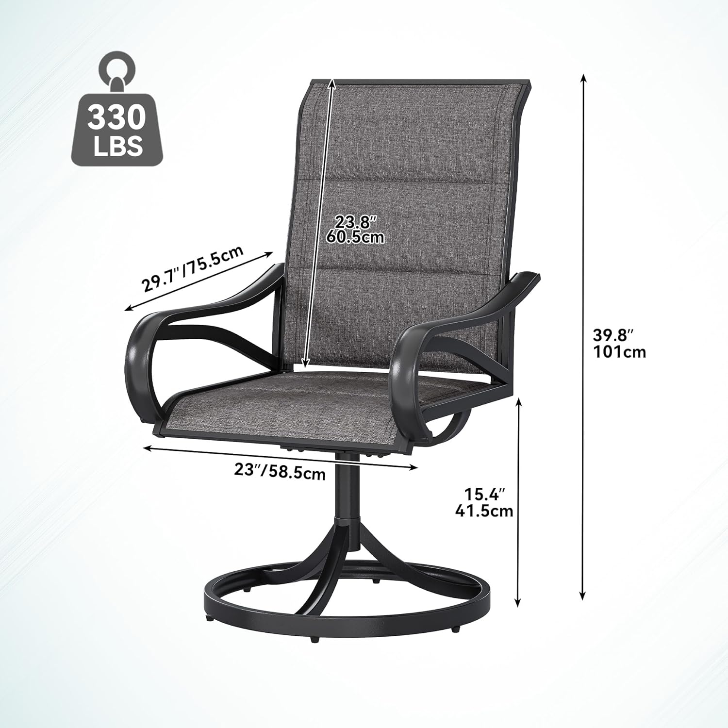 4 Set Padded Outdoor Swivel Chairs Gray