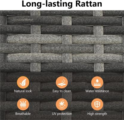 5 Piece Patio Wicker Dining Sets for 4, Water-Resistant Rattan Outdoor Dining Table and 4 Chairs