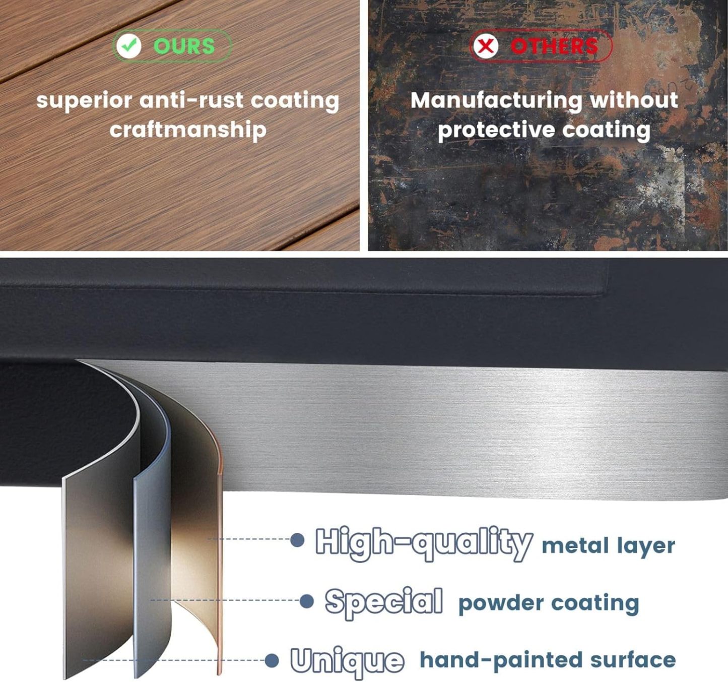 27.6" Square Patio Dining Table, Grey Wood-Like Small Outdoor Bistro Table