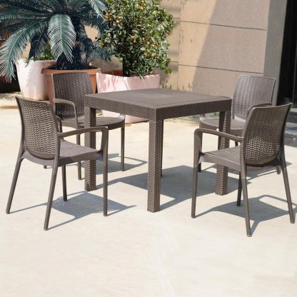 4 Piece Patio Dinning Chairs Set Flax Gray