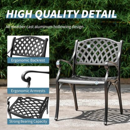 2 Piece Outdoor Cast Aluminum Dinning Chairs Black