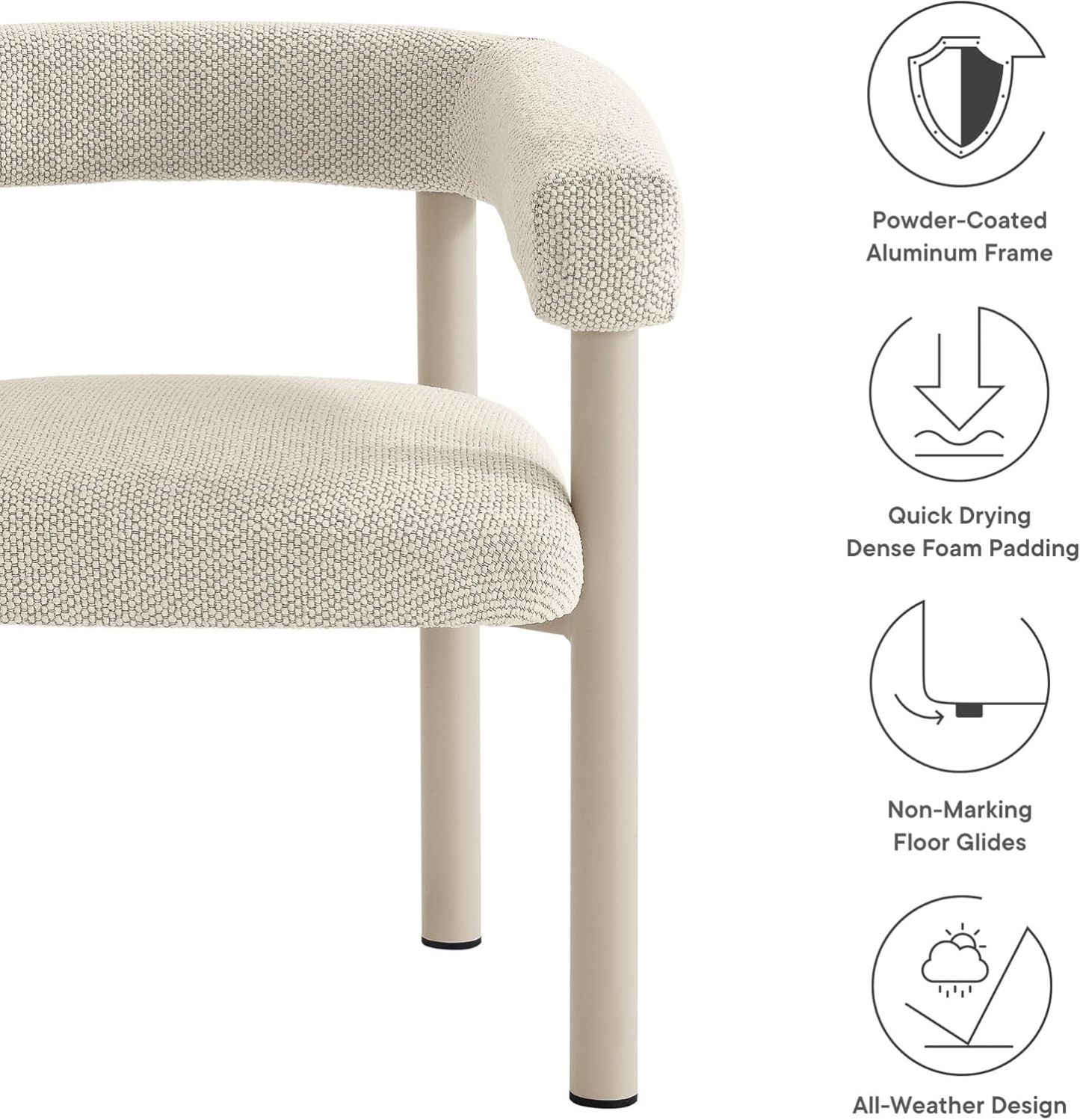 Aluminum Outdoor Patio Dining Armchairs Set of 2 Brown