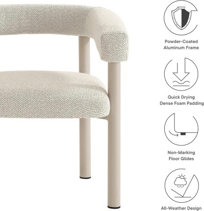 Aluminum Outdoor Patio Dining Armchairs Set of 2 Brown