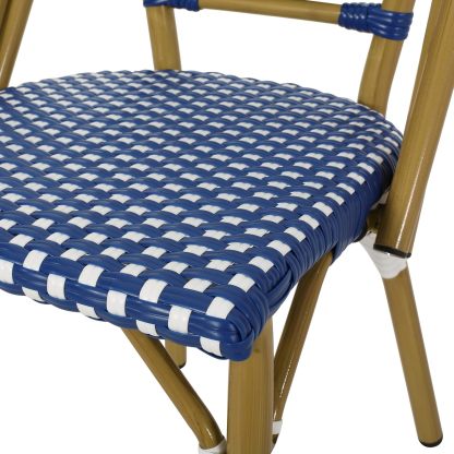 Outdoor French Bistro Chairs (Set of 4), Blue + White