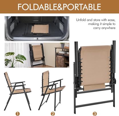 Patio Dining Chairs Set of 2 with Armrests and Backrests Beige