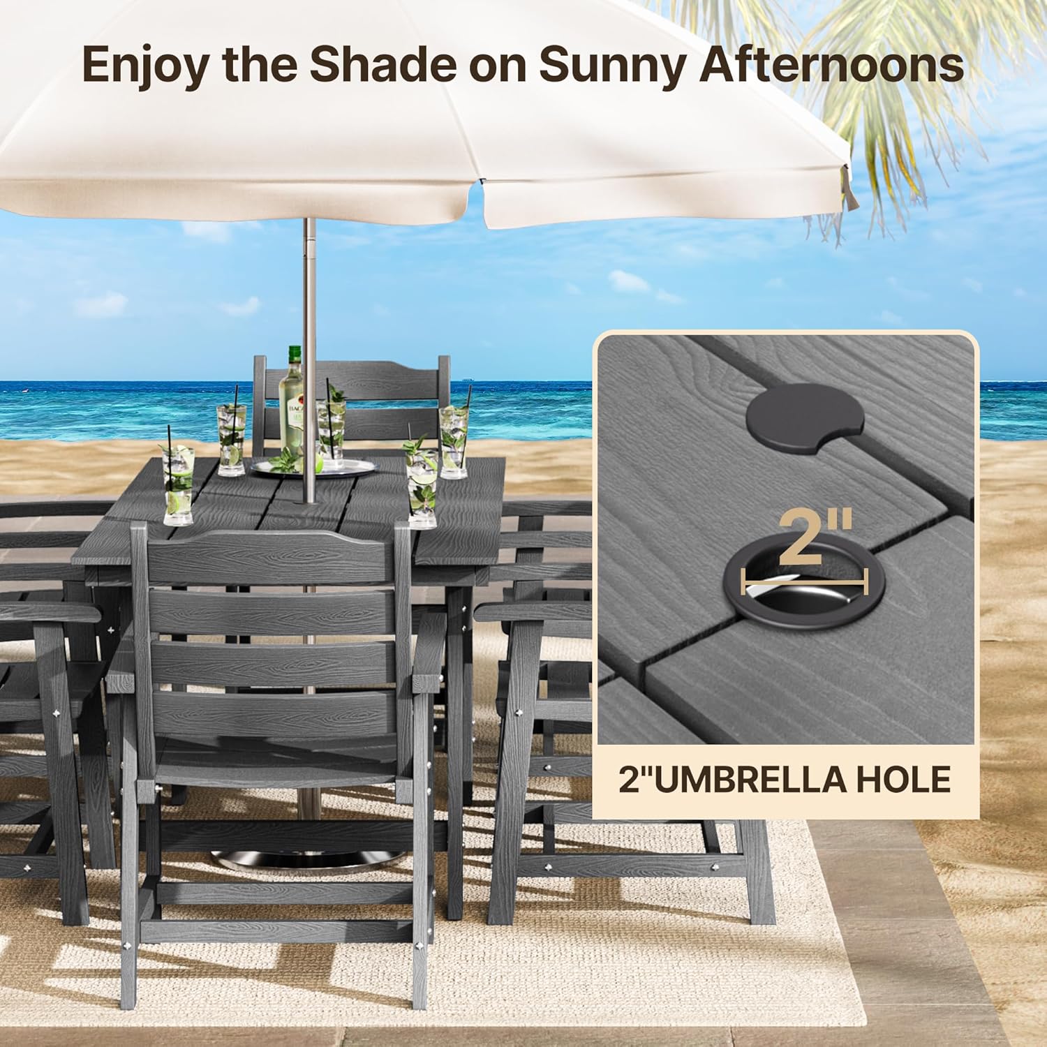 7 Piece HIPS Patio Furniture Set Grey