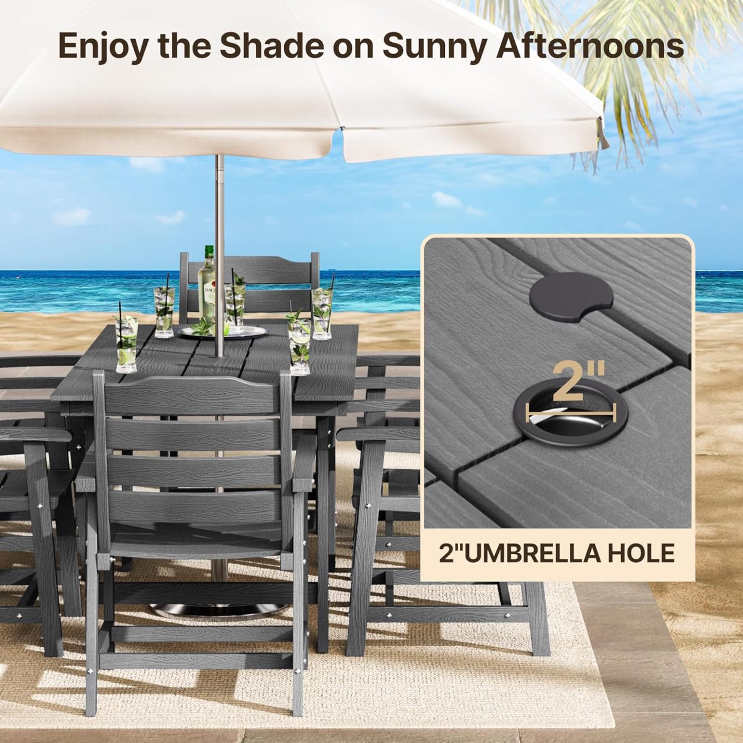 7 Piece HIPS Patio Furniture Set Grey