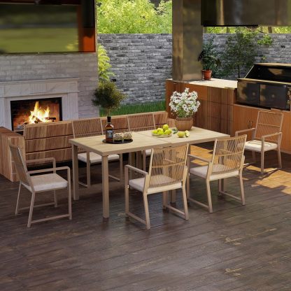 Aluminum Outdoor Patio Dining Chairs Light Brown