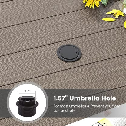 53" All Weather Round Outdoor Table with 1.57" Umbrella Hole for 8 Person