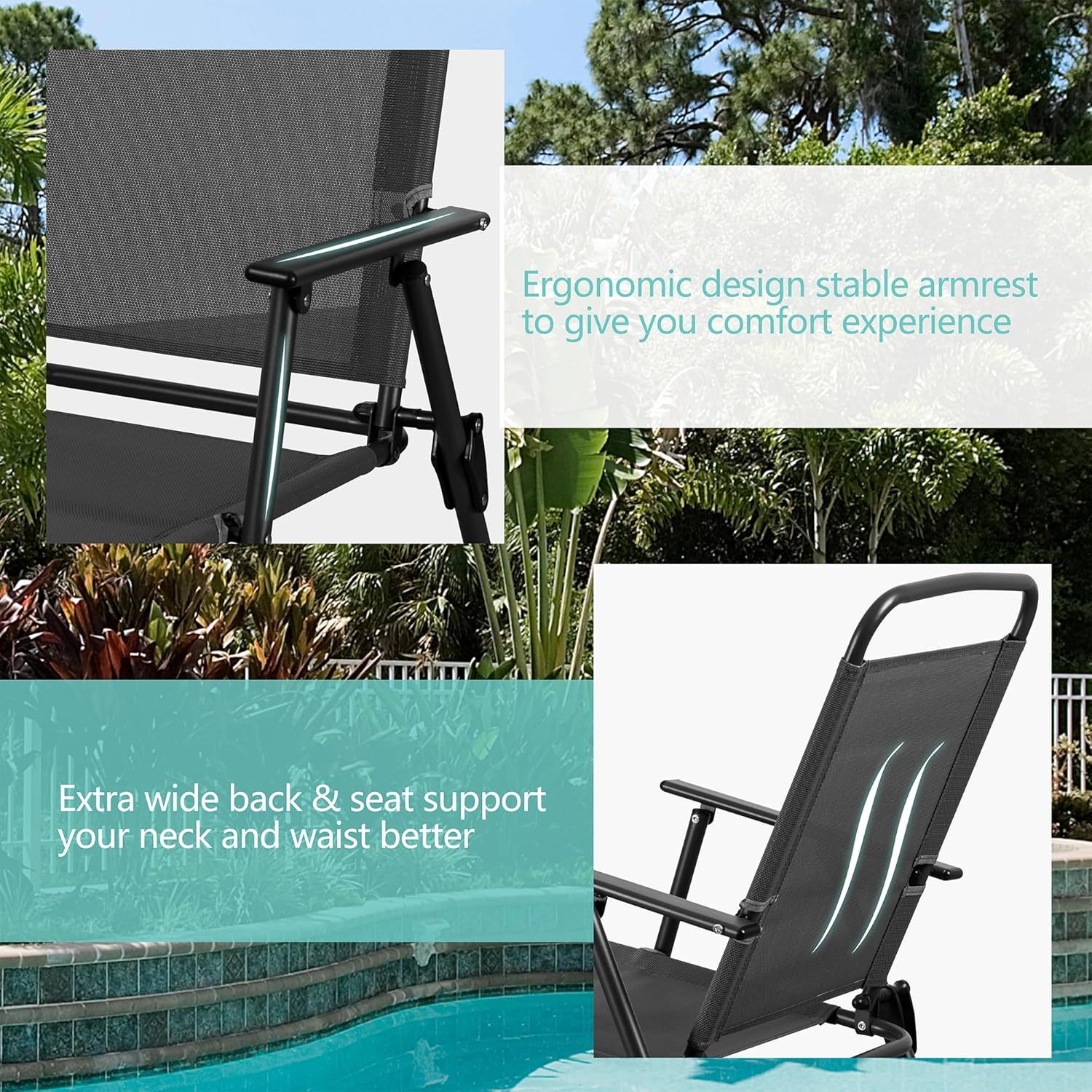 6 Piece Folding Patio Dining Set, Small Metal Outdoor Garden Patio Table and Chair Set