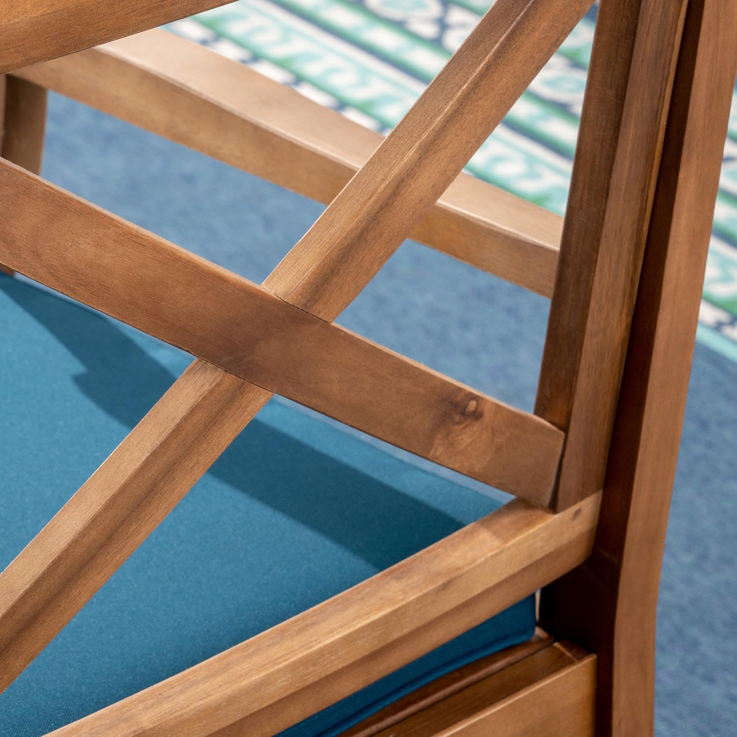 Outdoor 5 Piece Acacia Wood Dining Set Blue