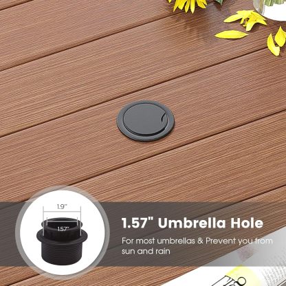 60" Round Outdoor Patio Dining Table for 8-10, Metal Patio Table with 1.57" Adjustable Umbrella Hole