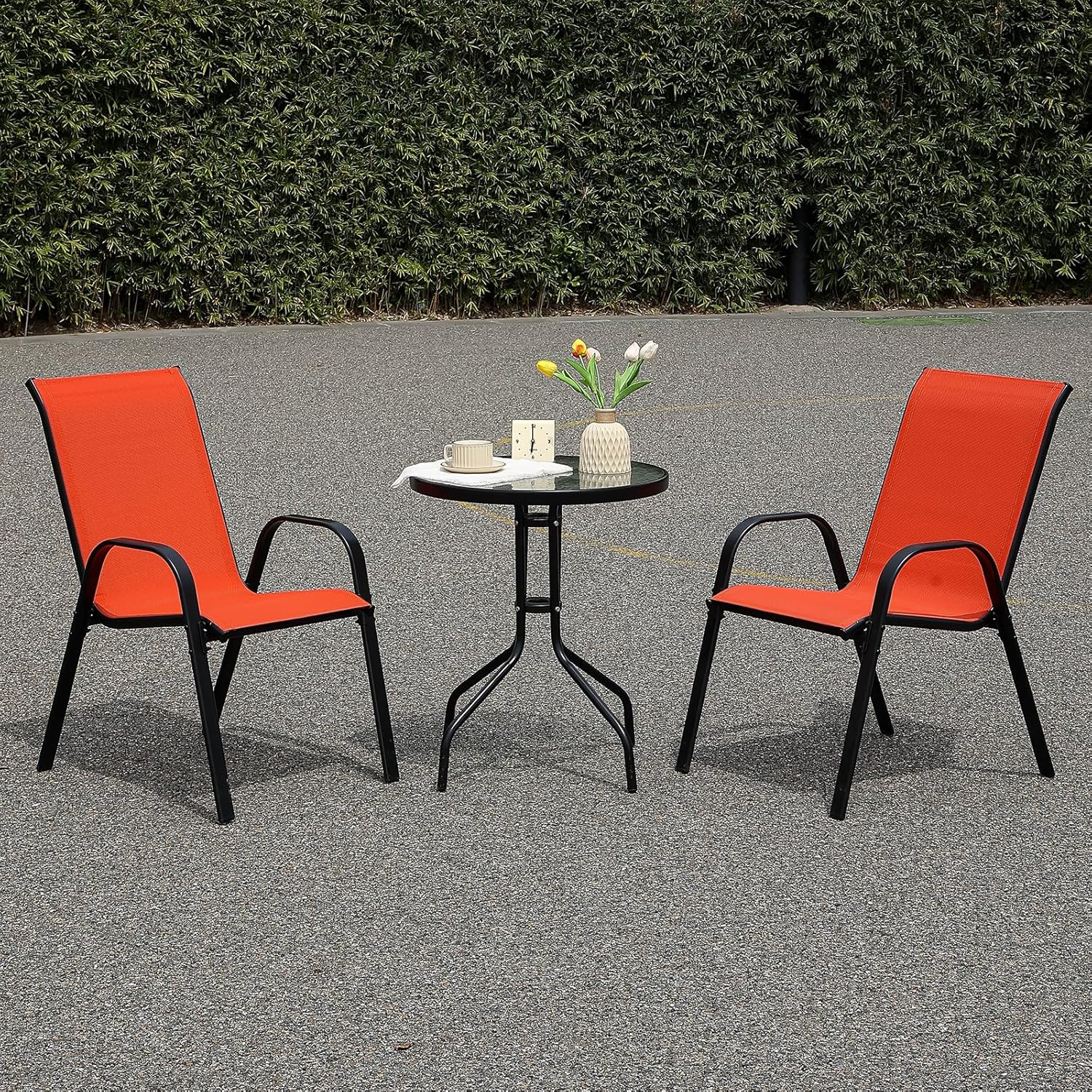 Outdoor Patio Dining Chairs red