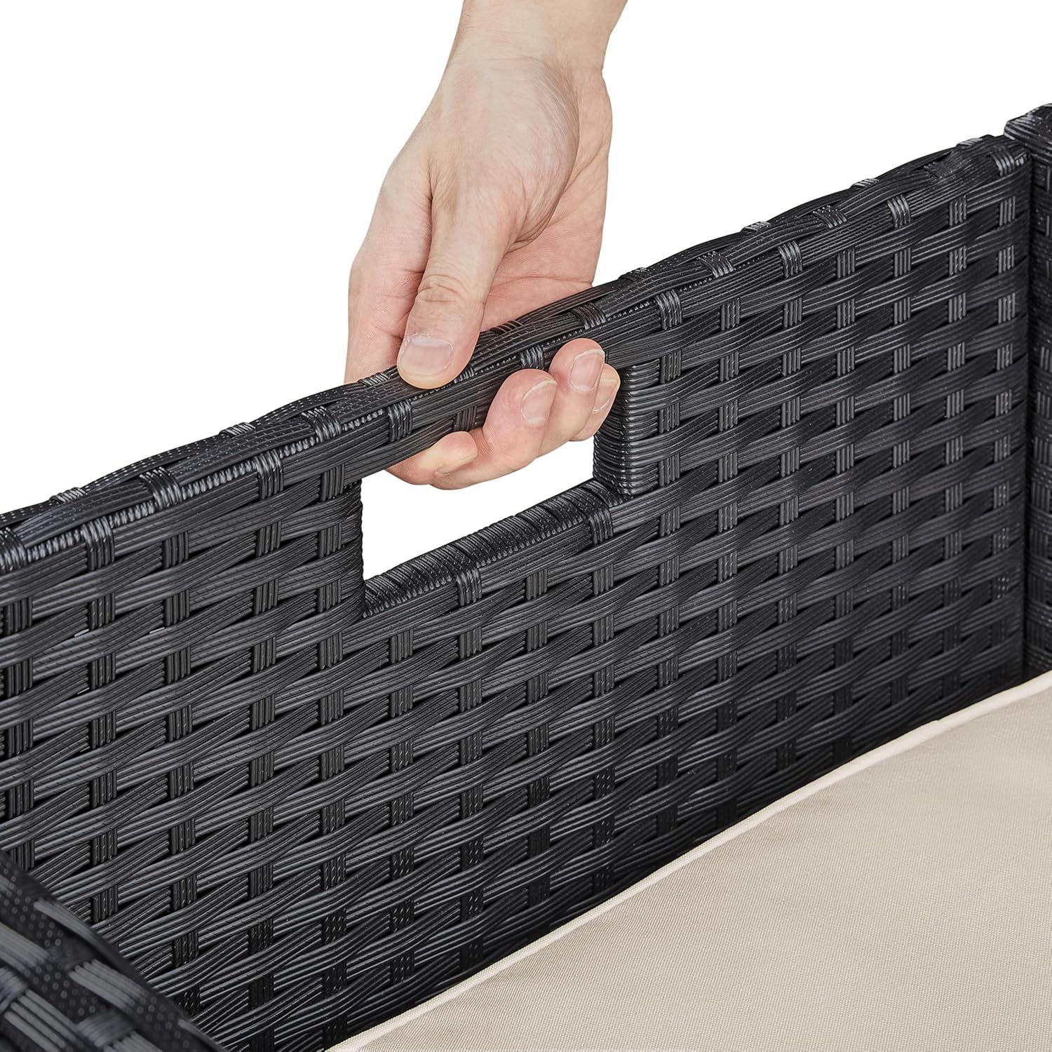 9-Piece Patio Dining Sets, Outdoor Space Saving Rattan Chairs with Glass Table