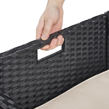 9-Piece Patio Dining Sets, Outdoor Space Saving Rattan Chairs with Glass Table