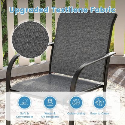 7 Pieces Patio Dining Set for 6, Patio Furniture Includes Grey Stackable Sling Outdoor Chairs and 59.2" Rectangle Metal Black Table