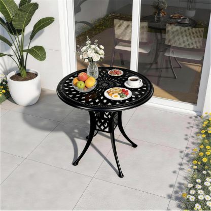 30.31" Outdoor Patio Dining Table Black