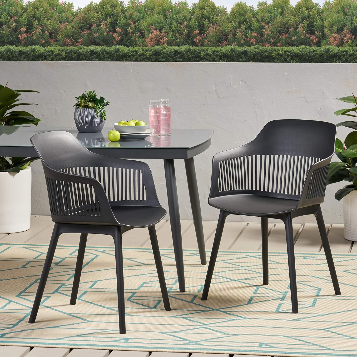 Outdoor Dining Chair (Set of 2), Black