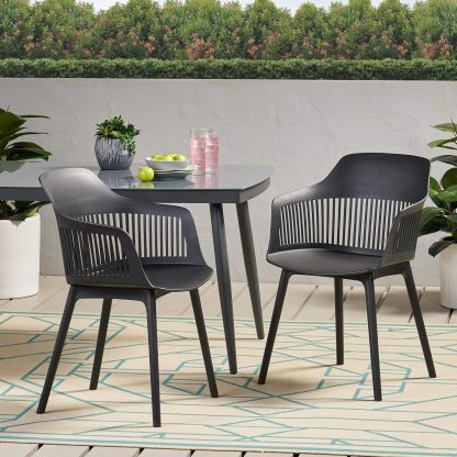 Outdoor Dining Chair (Set of 2), Black