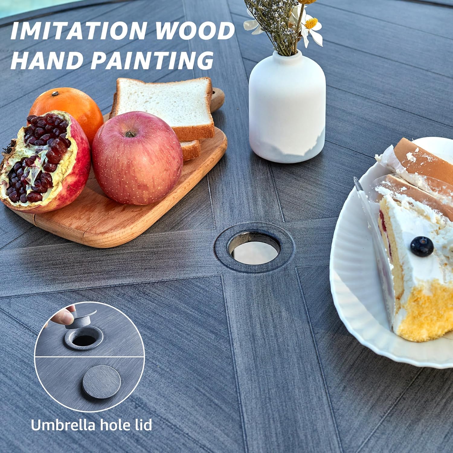 5-Piece Outdoor Patio Dining Set, 4pcs Patio Swivel Rocking Chairs and 38’’ Round Dining Table