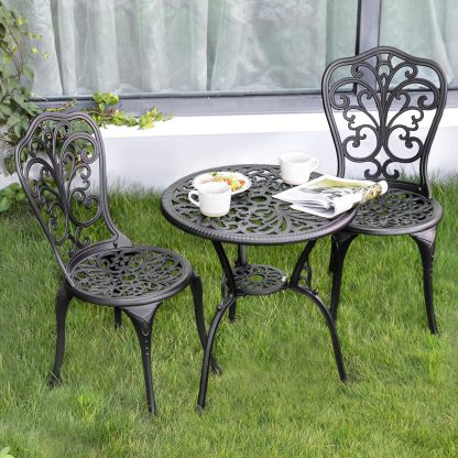 3 Piece Bistro Set Outdoor Black