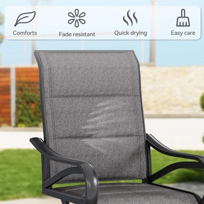 4 Set Padded Outdoor Swivel Chairs Gray