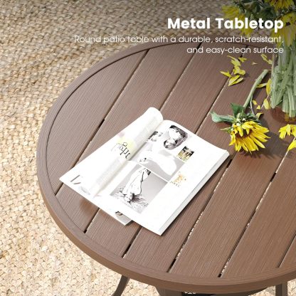 27.6" Round Patio Dining Table, Outdoor Bistro Table with Rust Resistant Metal Frame
