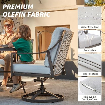 5-Piece Outdoor Patio Dining Set, 4pcs Patio Swivel Rocking Chairs and 38’’ Round Dining Table