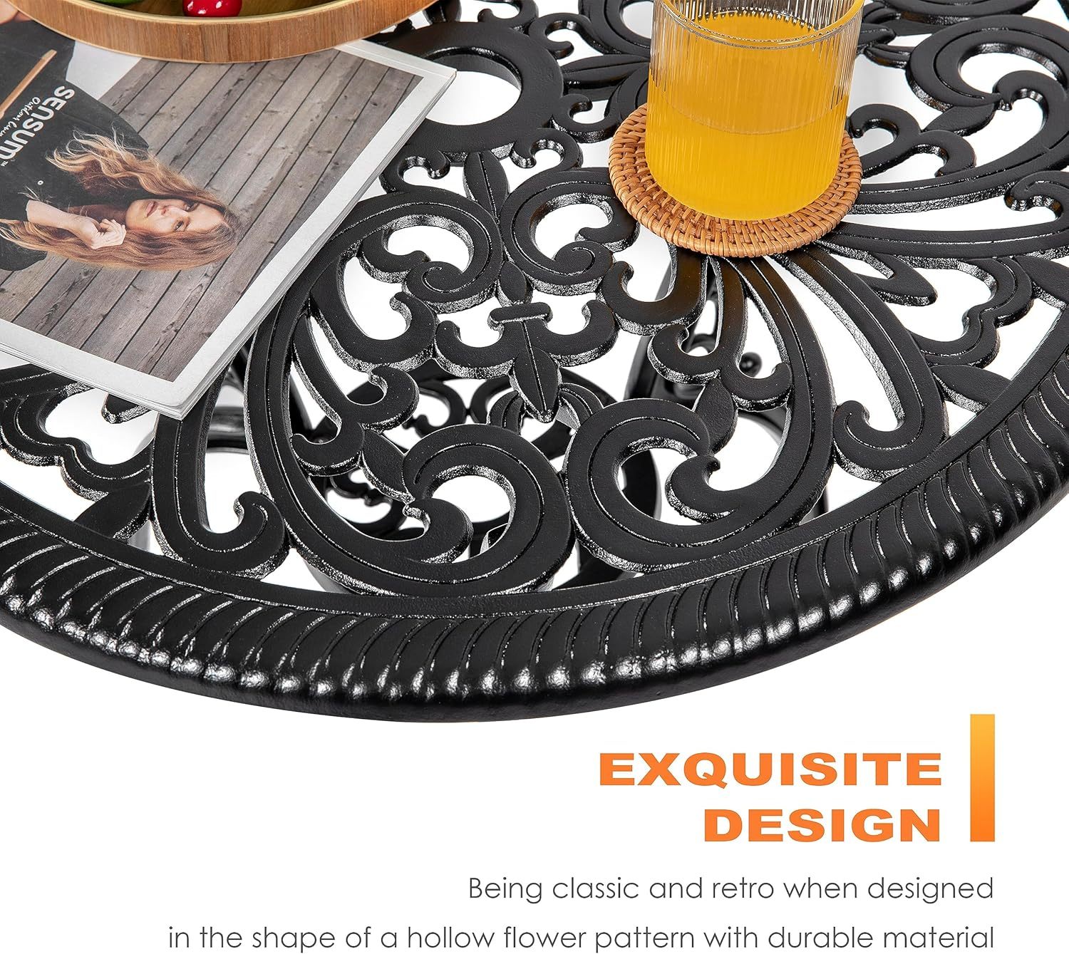 3 Piece Bistro Set Outdoor Black