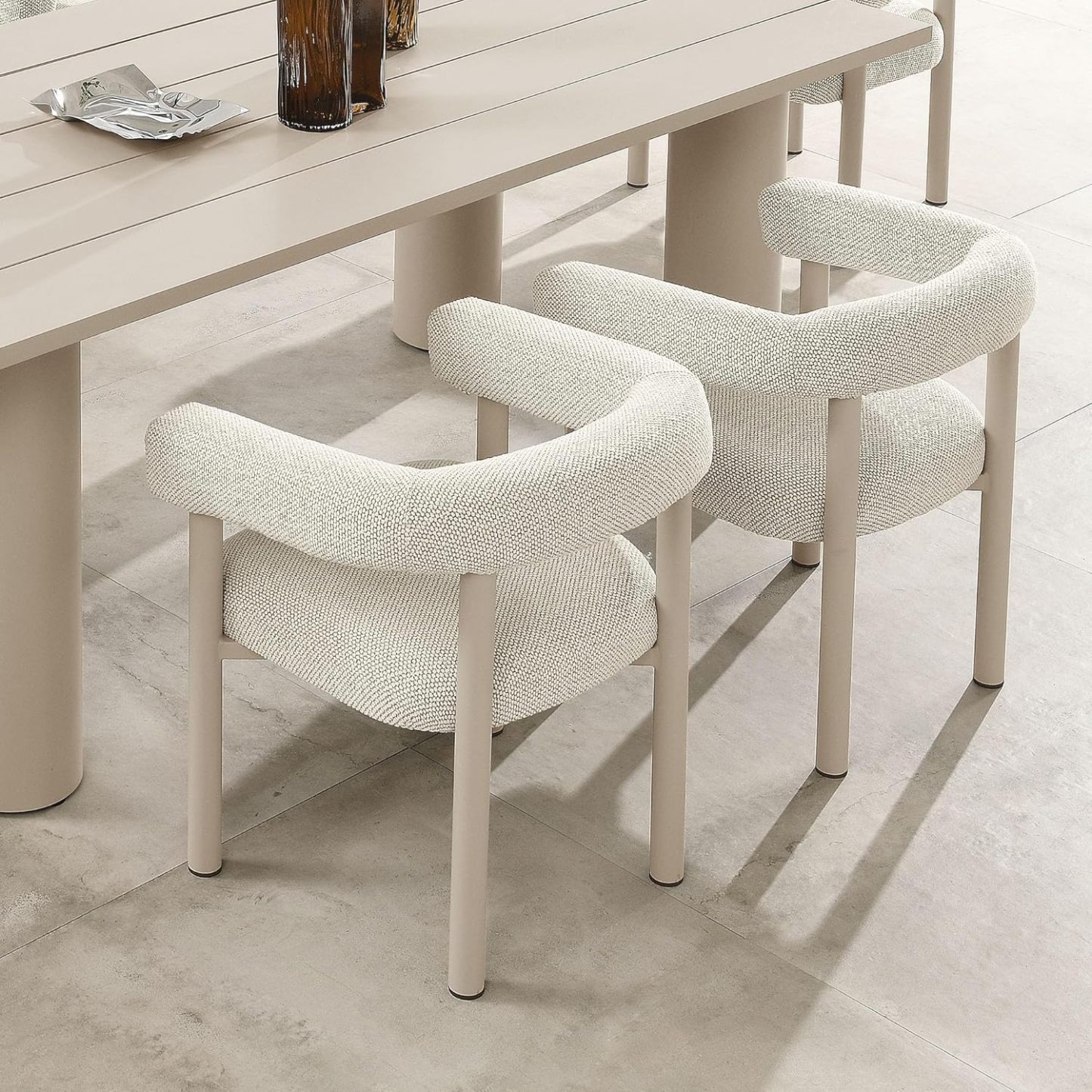 Aluminum Outdoor Patio Dining Armchairs Set of 2 Brown