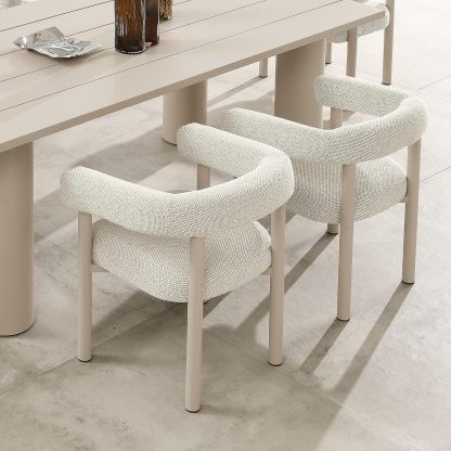 Aluminum Outdoor Patio Dining Armchairs Set of 2 Brown