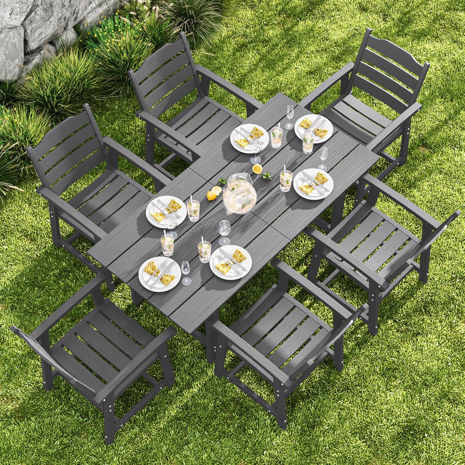 7 Piece HIPS Patio Furniture Set Grey