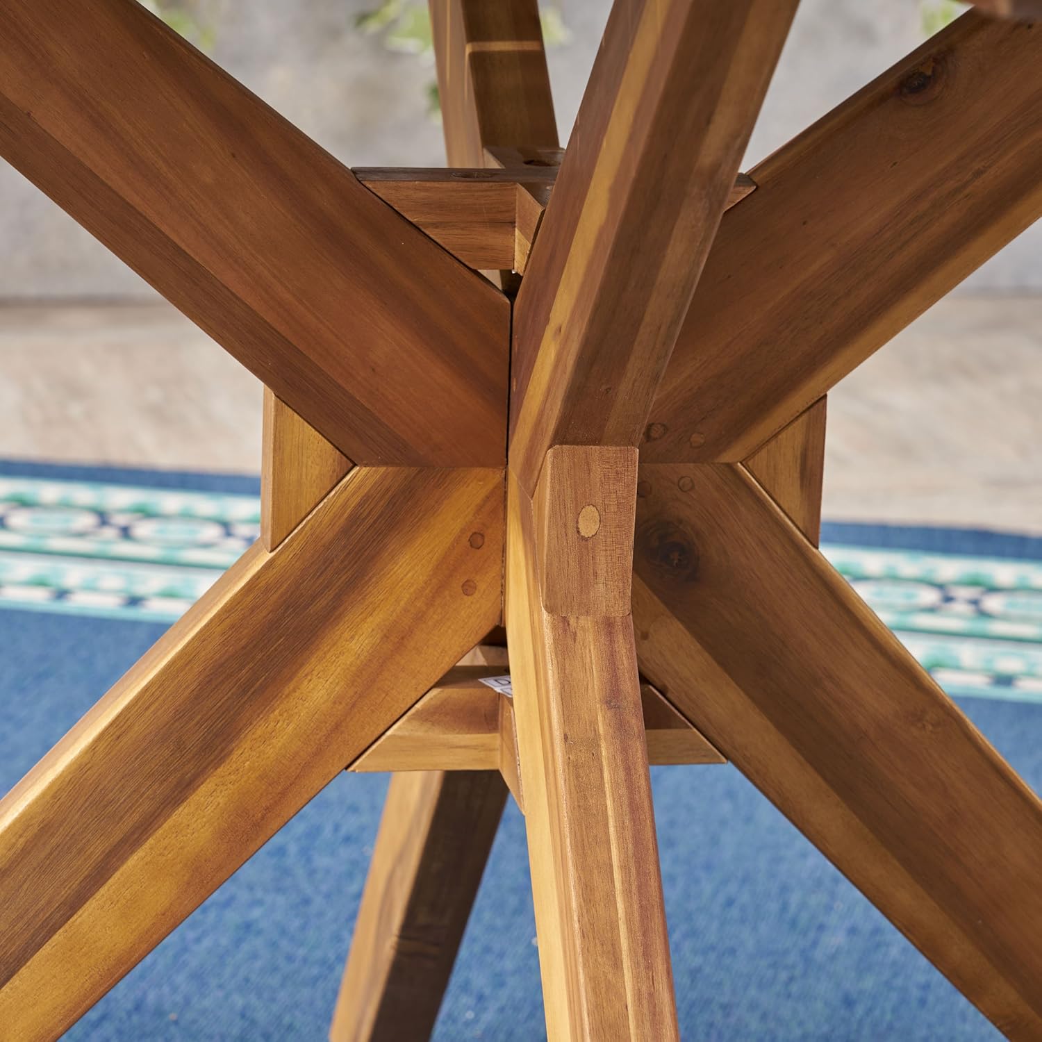 Outdoor 5 Piece Acacia Wood Dining Set Green