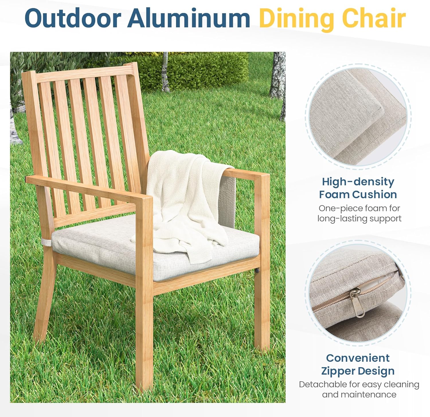 Aluminum 7 Pieces Patio Dining Sets Brown