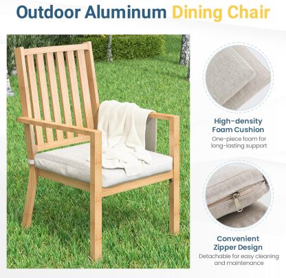 Aluminum 7 Pieces Patio Dining Sets Brown