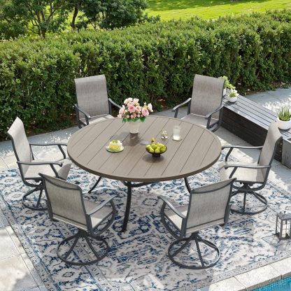 53" All Weather Round Outdoor Table with 1.57" Umbrella Hole for 8 Person