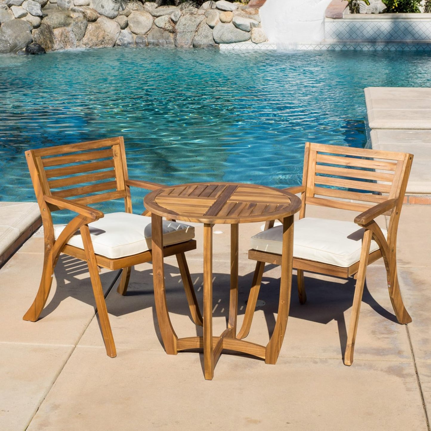 Acacia Wood Bistro Set Teak Finish