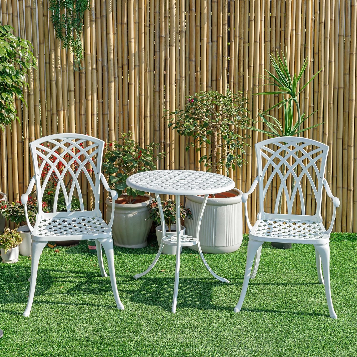 3 Piece Outdoor Bistro Set White