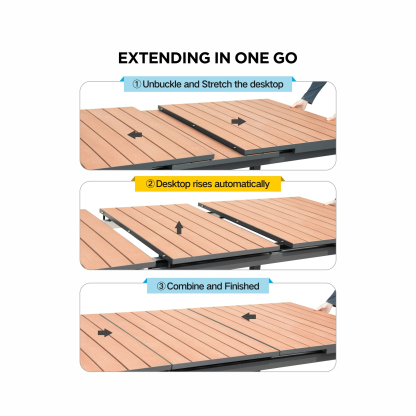 9 Pieces Patio Extendable Dining Table Set, Outdoor Furniture Set for 8 Person