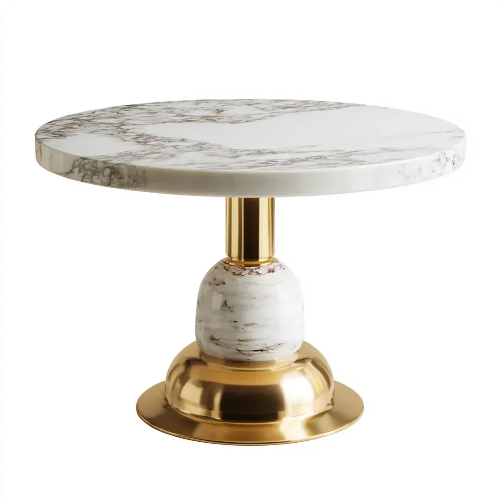 Table à manger en marbre 90x90x75 cm - Blanc et Doré - Design Contemporain-Purefinishio