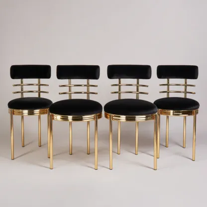 Chaises de salle à manger 45x50x85 cm en Velours Noir et Métal Doré - Design Contemporain-Purefinishio