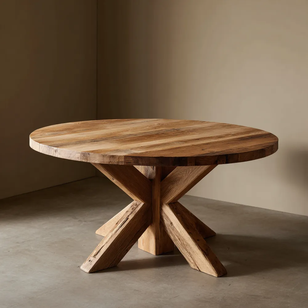 Table à manger Bois massif 120x120x75 cm – Finition rustique – Design contemporain-Purefinishio