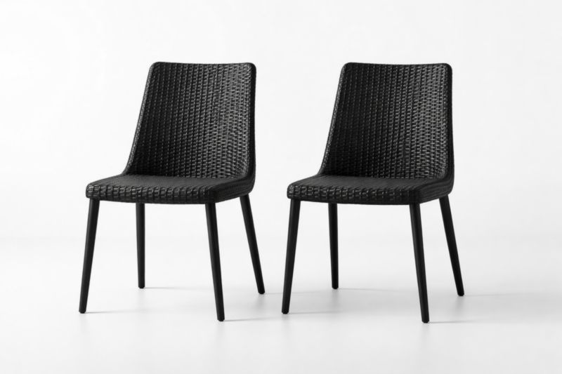 Chaises d'extérieur en résine tressée avec pieds en métal - Lot de 2-Purefinishio