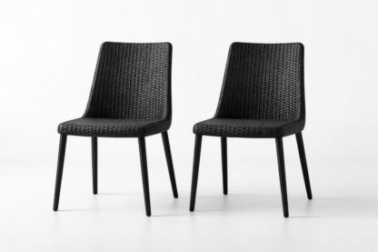 Chaises d'extérieur en résine tressée avec pieds en métal - Lot de 2-Purefinishio