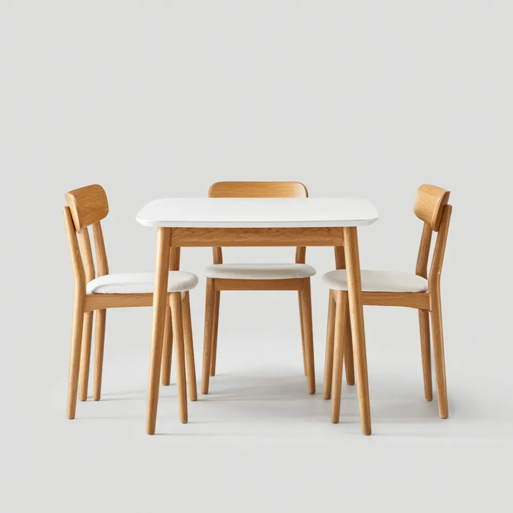 Ensemble table et chaises Bois et Blanc 120x75x75 cm – Design Moderne-Purefinishio