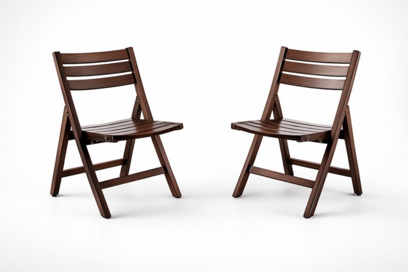 Lot de 2 chaises pliantes en bois brun-Purefinishio